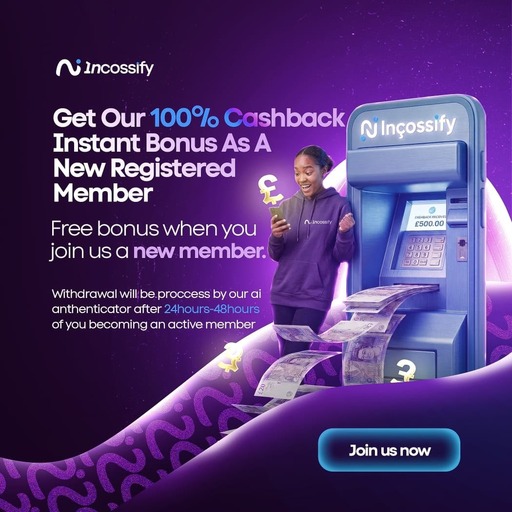 Incossify cashback bonus feature