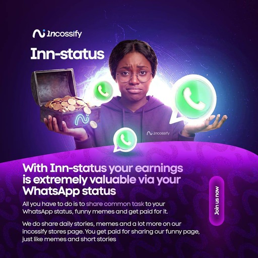 Incossify status sharing feature